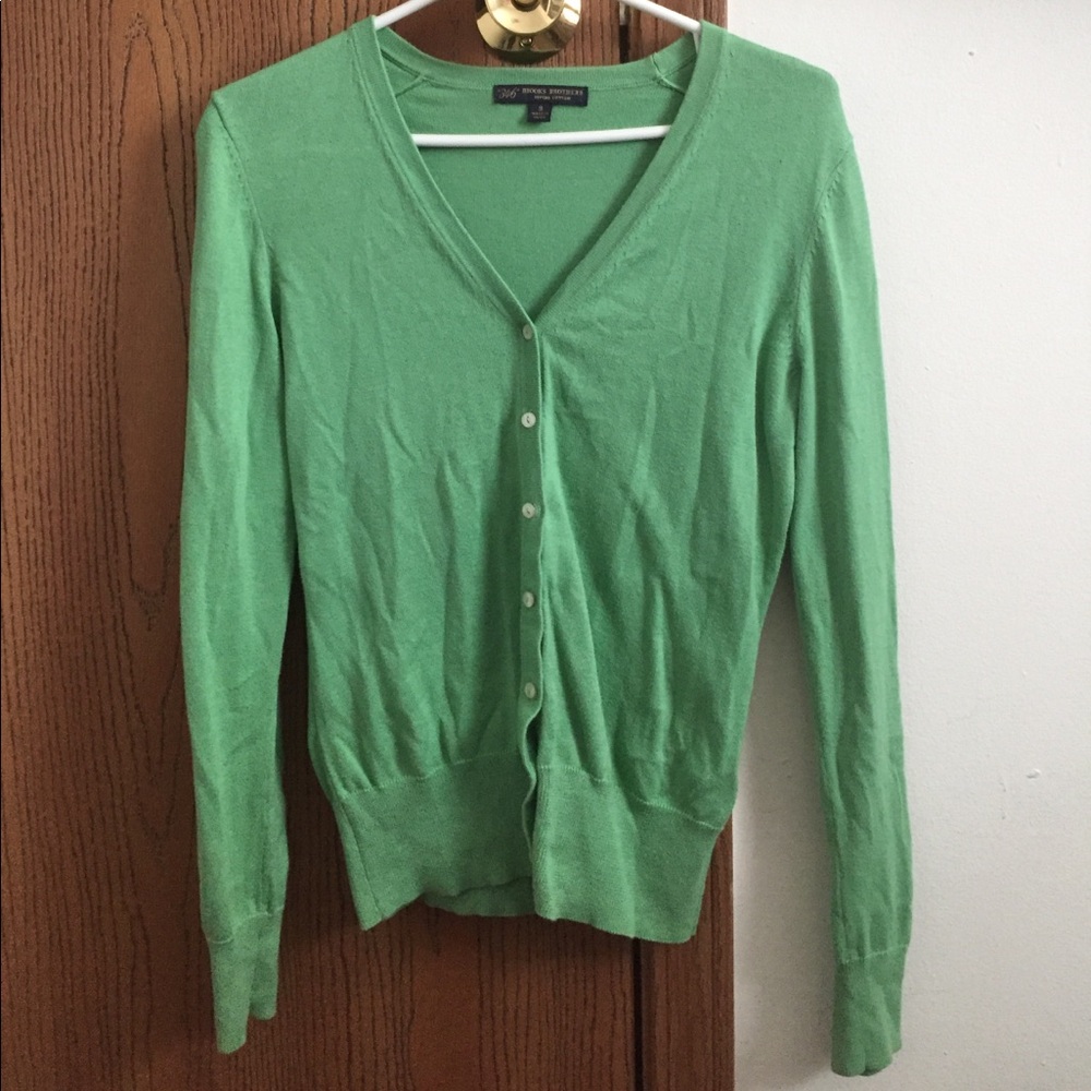Brooks Brothers 346 Supima Cotton Green Cardigan S